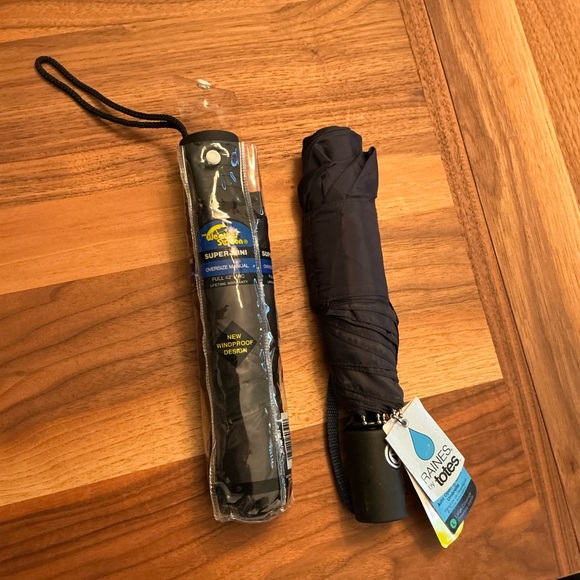 2 new black UMBRELLAS Totes & Weather Station large, wind proof, mini, travel - Picture 1 of 4